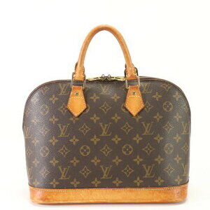 Louis Vuitton Monogram Canvas Alma Leather Tote Bag Brown EFV